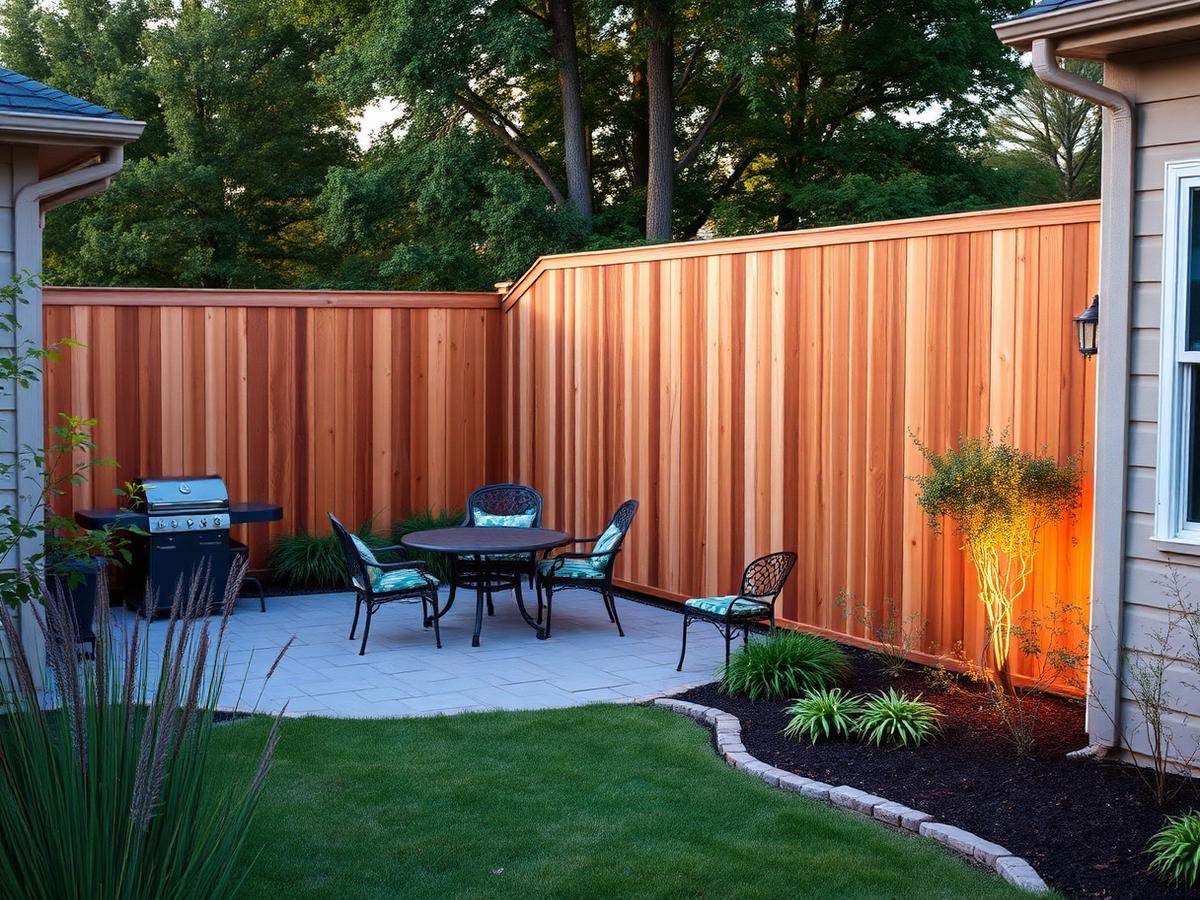 Cedar privacy fence patio