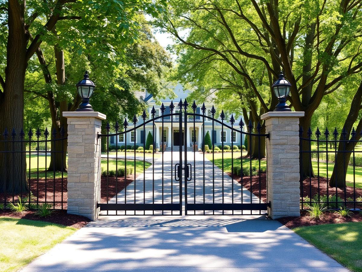 Ornamental iron entrance gate